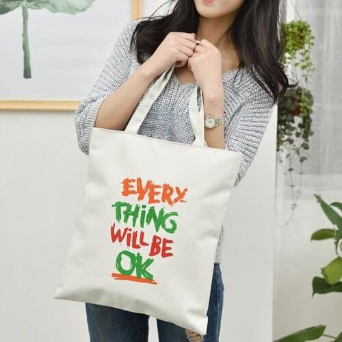 Fashion Women Shopping Bags Large Capacity Canvas Tote Bag Letter Print Travel Bag for Female Girls Handbag Shoulder Bags Bolso