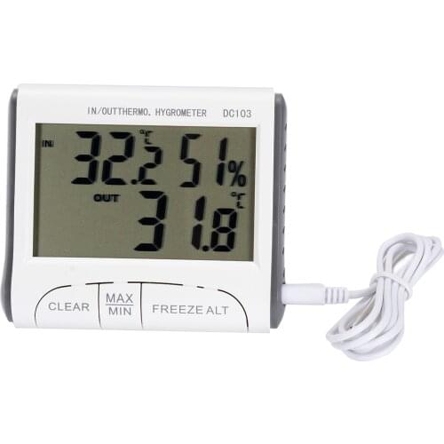 1pc LCD Digital Thermo-Hygrometer Temperature Indoor Convenient Temperature Sensor Humidity Meter Gauge Instruments Cable