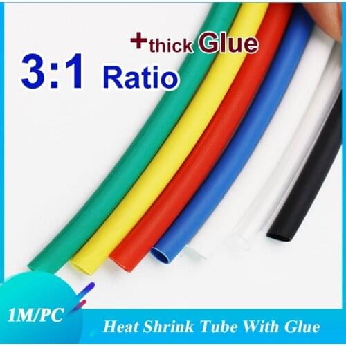 1M1.6/2.4/3.2/4.8/6.4/7.9/9.5/12.7/15mm Dual Wall Heat Shrink Tube 3:1 ratio Adhesive Lined with Glue Tubing Wrap Wire Cable kit