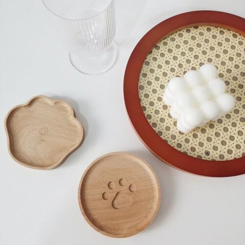Japanese Cute Bear Paw Cat Paw Shape Beech Solid Wood Anti-scalding Coaster Coffee Cup Insulation Mats Tea Kitchen Table Mats