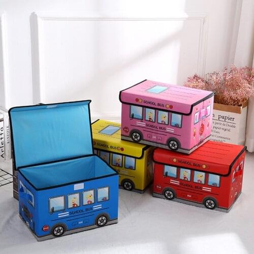 Japanese Cartoon Car Inbox Foldable Clothing Whole Box Non-woven Cladding Toy Storage Box Organizer Dustproof with Lid Boy