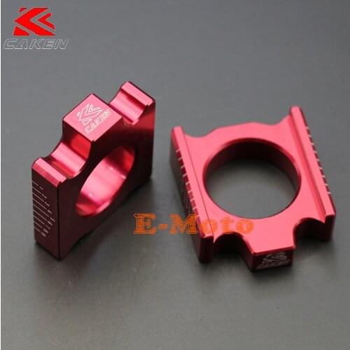 Billet CNC Red Rear Axle Blocks Chain Adjusters For CR 125 250 CRF 250 450 R X RED CRF Fit Motorcross Dirt Bike E-Moto