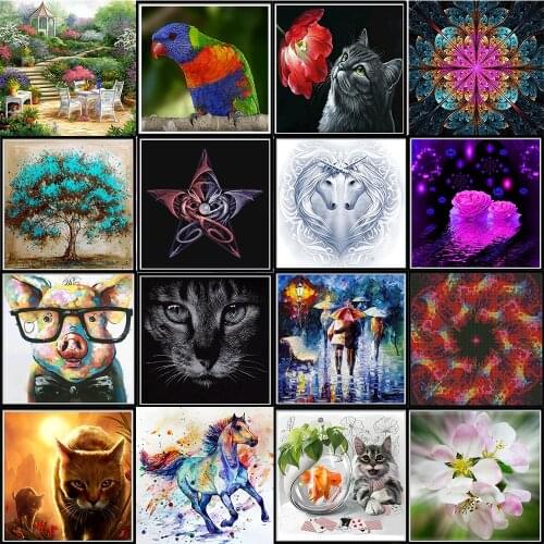 Animal 5D diamond painting full diamond horse cat pig parrot round diamond mosaic pattern home decoration DIY handmade wall stic