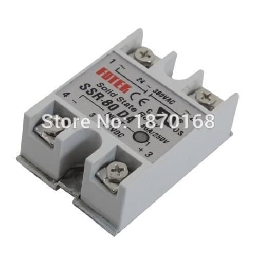 1PCS SSR-80DA 80A ssr relay,input 3-32VDC output 24-380VAC good quality