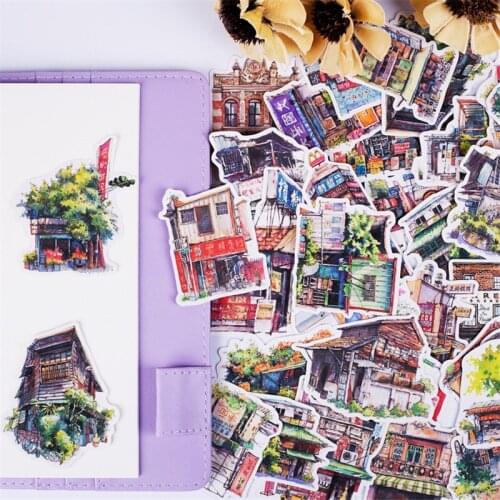 1packs girls Stickers scrapbooking Travel stickers planner kids kawaii beauty book sticker Landscape architecture small shop
