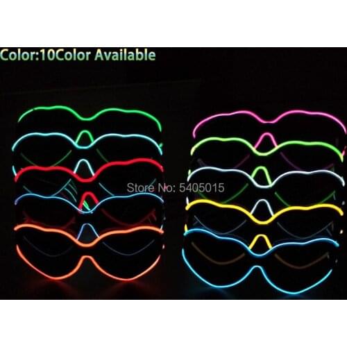 10 Colors Select EL Wire Glasses Glow Party Supplies Masquerade Party Glasses For Holiday DIY Decoration Free shipping