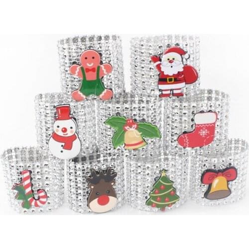 100Pieces/Lot Silver Plastic Rhinestone Wrap Rings Christmas Napkin Ring Chair Buckle Hotel Wedding Supplies Home Decoration