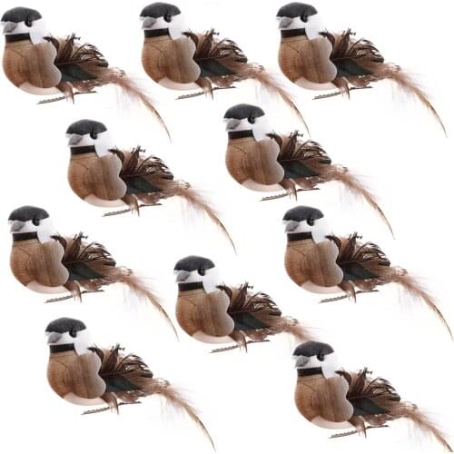 12PCS Artificial Foam Feather Birds Christmas Tree Decorations Clip on Feather Birds Home Decor Wedding Party Ornaments Gift