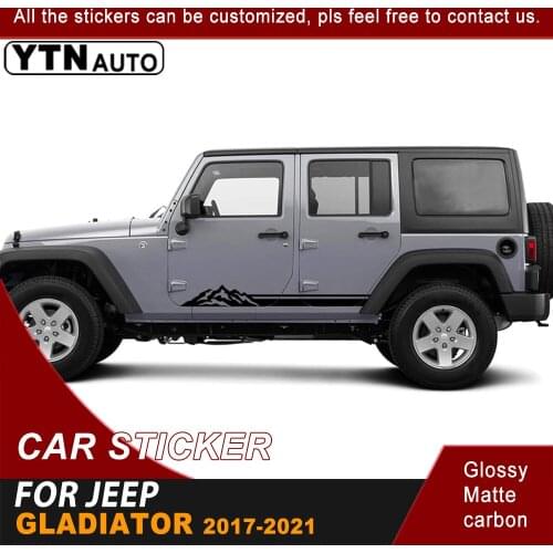 2 Pieces Side Door Mountain Graphic Vinyl Cool Car Stickers Fit For Jeep Gladiator 2017 2018 2019 2020 2021 Car Decal Customized