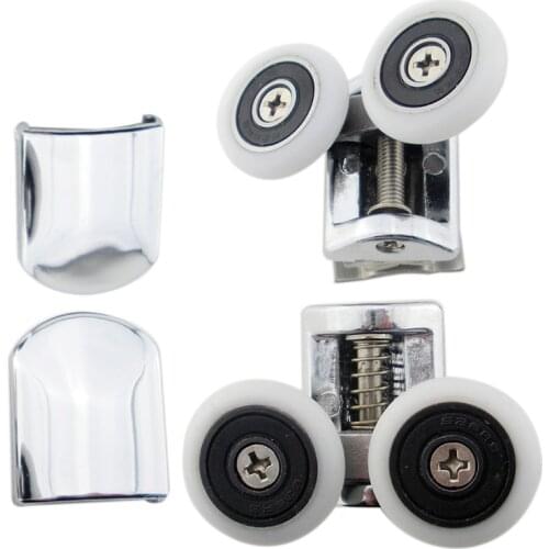 2 Pieces Double Bottom Zinc Alloy Slider Door Roller Runner Wheels Diameter 26mm shower room pulley