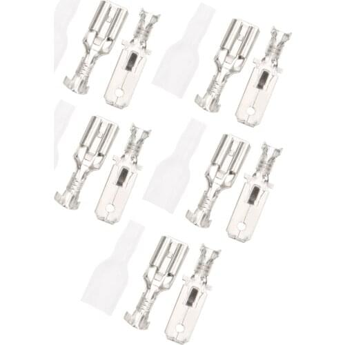 200pcs Tin Plated Brass 6.3mm Spade Wire Terminals Crimp Connectors Insulating Sleeve Kit