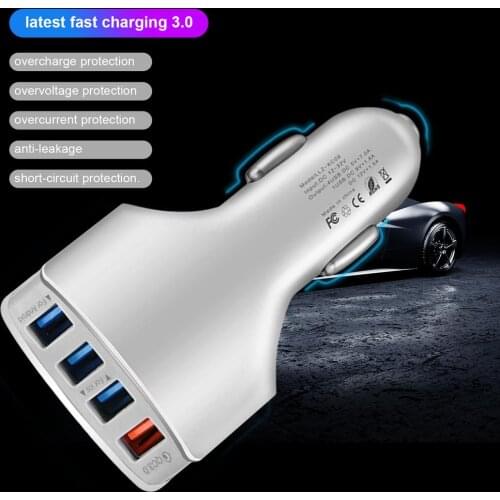 4 Ports USB Car Charge QC 3.0 Mini Fast Charging Multifunction For IPhone 11 Xiaomi Huawei Mobile Phone Charger Adapter In Car