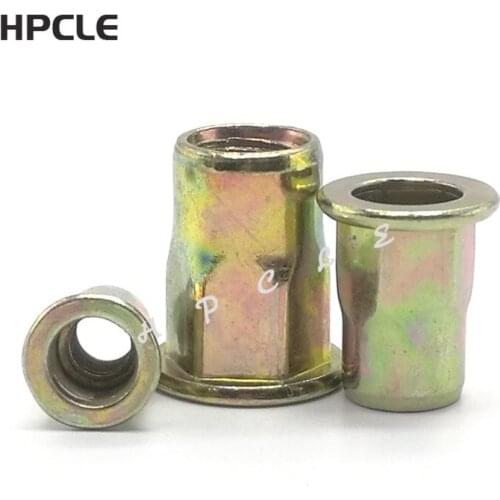 5-10pcs 20pcs M4 M5 M6 M8 M10 M12 Carbon steel half hex Rivet nut Metric thread steel with zinc hex rivet nut rivnut Inserts Nut