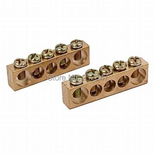 5 Positions Electric Distribution Wire Screw Terminal Ground Copper Neutral Bar