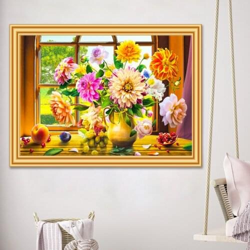 5D DIY Diamond Painting Flowers Cross Stitch Kit Full Drill Embroidery Mosaic Art Picture of Rhinestones Craft Decor New Arrival