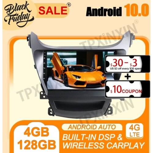 Android 10.0 4G+128G For Hyundai Elantra 2014-2015 PX6 IPS Carplay Multimedia Player Auto Radio Tape Recorder GPS Navi Head Unit