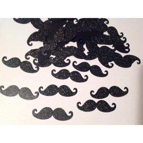 Glitter black mustache confetti- gender reveal scatter wedding birthday bridal baby showe Table decor scrapbook Confettis
