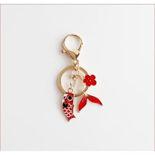 Red Koi Tail Keychain for Car Keys Kawaii Keychain Personalized Gift Phone Charm Keychains Women Jubilation Gift Keyring