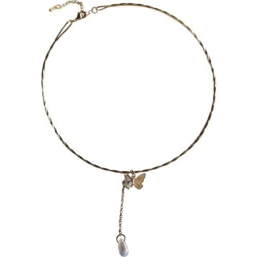 Alloy Plating Personality Water Drop Clavicle Chain Pendant Necklace Temperament Neckchain Simple Sweet Necklace