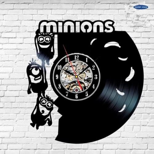 Large wall clock Minions HANDMADE Vinyl Record Wall Clock Modern Vintage Unique Decorative duvar saati