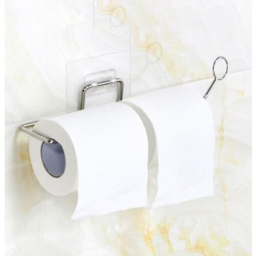 Toilet Paper Holder Stainless Steel Bathroom Suction Hanger Tissue Rack Kitchen Towel Hanging Rack SCVD889