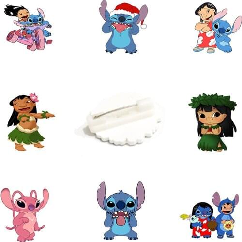 Disney Hawaiian Girl Lilo And An Outer Space Creature Stitch Play Animation Brooch Acrylic Brooch Gift Cartoon Jewelry