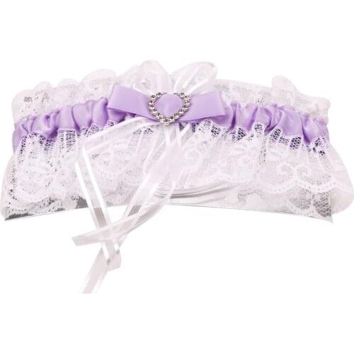 Elegant Women Lace Mesh Bowknot Belt Sexy Suspender Rhinestone Lace Garter For Bride Party Wedding Leg Rings