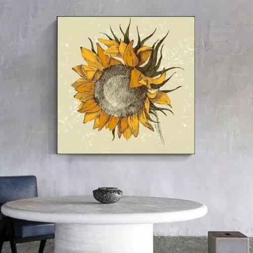 Retro Sunflower Canvas Painting Bedroom Posters and Prints Sunflower Modern Wall Art Living Room Picture Home Decor
