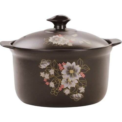 Jingdezhen ceramic casserole stew soup Omer ceramic pot 2.5L fire straight coffee color flower casserole