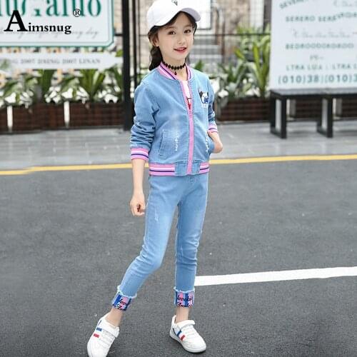 Baby Girls Two Pieces Set Children Zipper Coat and Long Pants Teen Streetwear Kids Clothing 2021 Patchwork Stripe 2PS Outfits