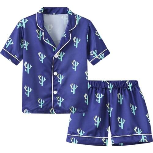 Toddler Baby girl boys Pajamas clothes kids Sleepwear Print suits short sleeve tops+shorts set children clothing for girls CM