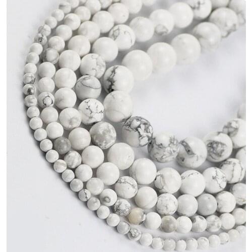 UPGFNK Natural Stone White Howlite Turquoises Round Loose spacers Beads For Jewelry Making DIY Bracelet 15" Strand 4/6/8/10/12mm