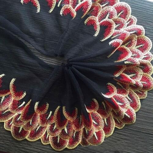 1Yard 21cm wide Peacock Colorful Lace Wedding Embroidered Diy Handmade Patchwork lace TRIM Ribbon For Sewing Supplies Craft