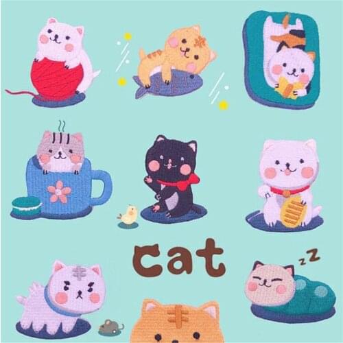 Maxsin 1Pcs High Quality Embroidery Cartoon Animal Patch Cute Little Cat Sticker Clothes Accessories DIY Decal Decorative