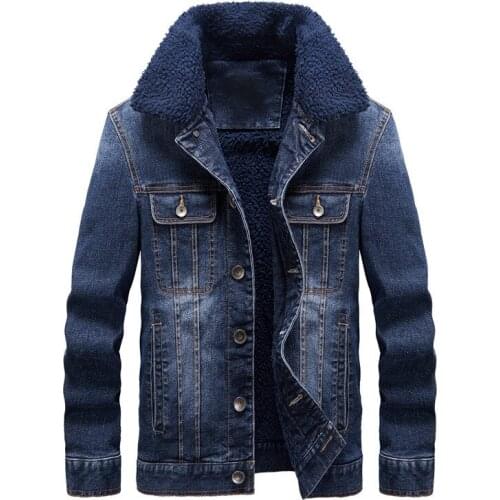 Fleece Denim Jacket Mens 2020 Winter Casual Warm Bomber Jackets Men Jean Jacket Coat Outwear Male Cowboy Cotton Solid Streetwear