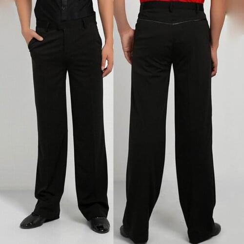 2018 Ballroom Latin Dance Pants Men Black Trousers Samba Tango Salsa Dancing Clothes Male Competition Performance Wear DNV10101