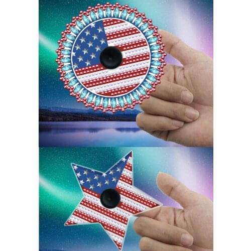 New American Star Stripe Flag Fingertip Spinning Top DIY Diamond Painting Five-pointed star Decompression Toy for kids gift
