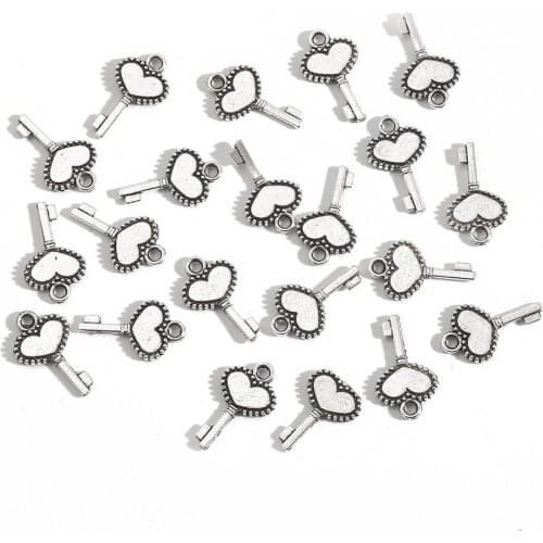 New Arrival 10 Styles Mix Sizes Key Shape Antique Silver Plated Zinc Alloy Charm DIY Bracelet Necklace Pendant Jewelry Finding