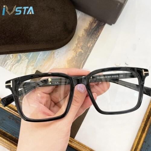 IVSTA Tom TF5661 with Logo Top Quality Myopia Glasses Men Nerd Luxury Brand Designer Prescription Acetate Square Glasses Women