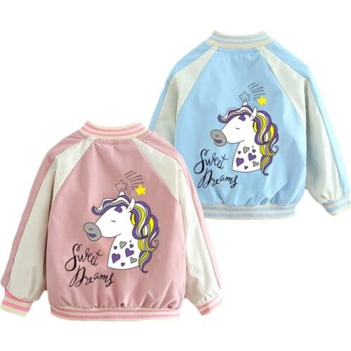 Big Size Autumn Unicorn Girls Coat 2021 New Style Hooded Jacket For Kids 2-10 Years Old Children Birthday Present Windbreaker