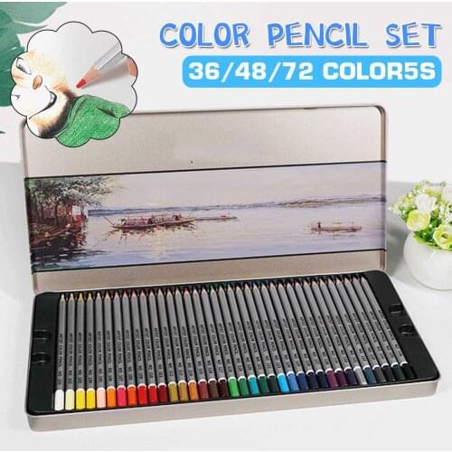 36 48 72 Colors Profissional Colored Pencils Metal Storage Case Watercolor Pencils For Drawing Numbered Coloring Supplies