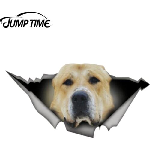 Jump Time 13cm x 6.8cm Golden Alabai sticker 3D Pet Graphic Vinyl Decal Car Window Laptop Bumper Animal Car Stickers