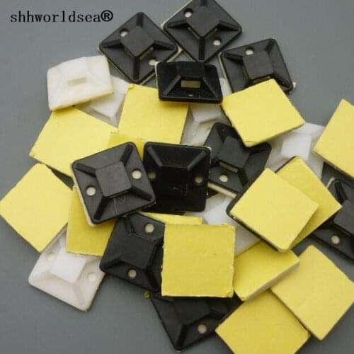 Shhworldsea 100/300/500/1000/2000pcs 30x30mm Self Adhesive Cable Wire Zip Tie Mounts Mounting Base Clamps Clip