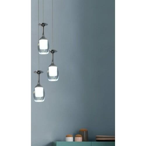 Modern creative personality restaurant lamp art wine glass LED crystal chandelier bar bar dining room dining chandelier