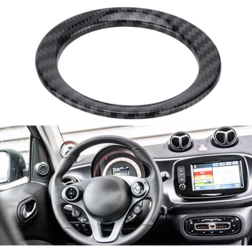 Carbon Fiber Style Steering Wheel Cover Trims Replacement for Smart Fortwo/Forfour 453 2015 2016 2017 2018 2019 2020 2021