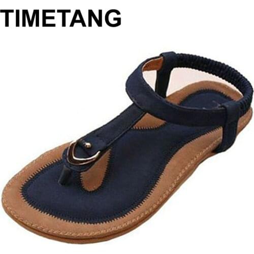 TIMETANG Women Summer Style Flat Shoes Women Flat Heel Comfortable Soft Bottom Sandals Women Sweet Flip Flops large Size 35-42