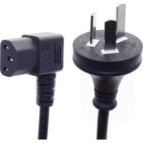 Australia Power cord C13 to AU 3 pins plug extension power cable 90 degrees angle C13 power lead cord 0.3m/0.5m/1m