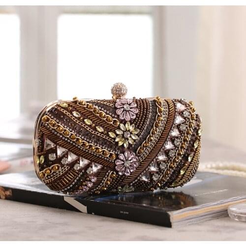 Crystal Evening Clutch Bags for Wedding Party Flower Rhinestone Clutch Purses and Handbags Crossbody Bags for Women ZD2108