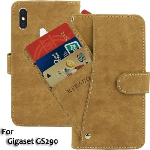Vintage Leather Wallet Gigaset GS290 Case 6.3" Flip Luxury Card Slots Cover Magnet Stand Phone Protective Bags