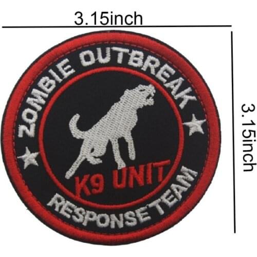 Embroidered Zombie Outbreak Response Team Patch K9 Unit Applique Backed Badge Patch for Tactical Dog Harness Vest